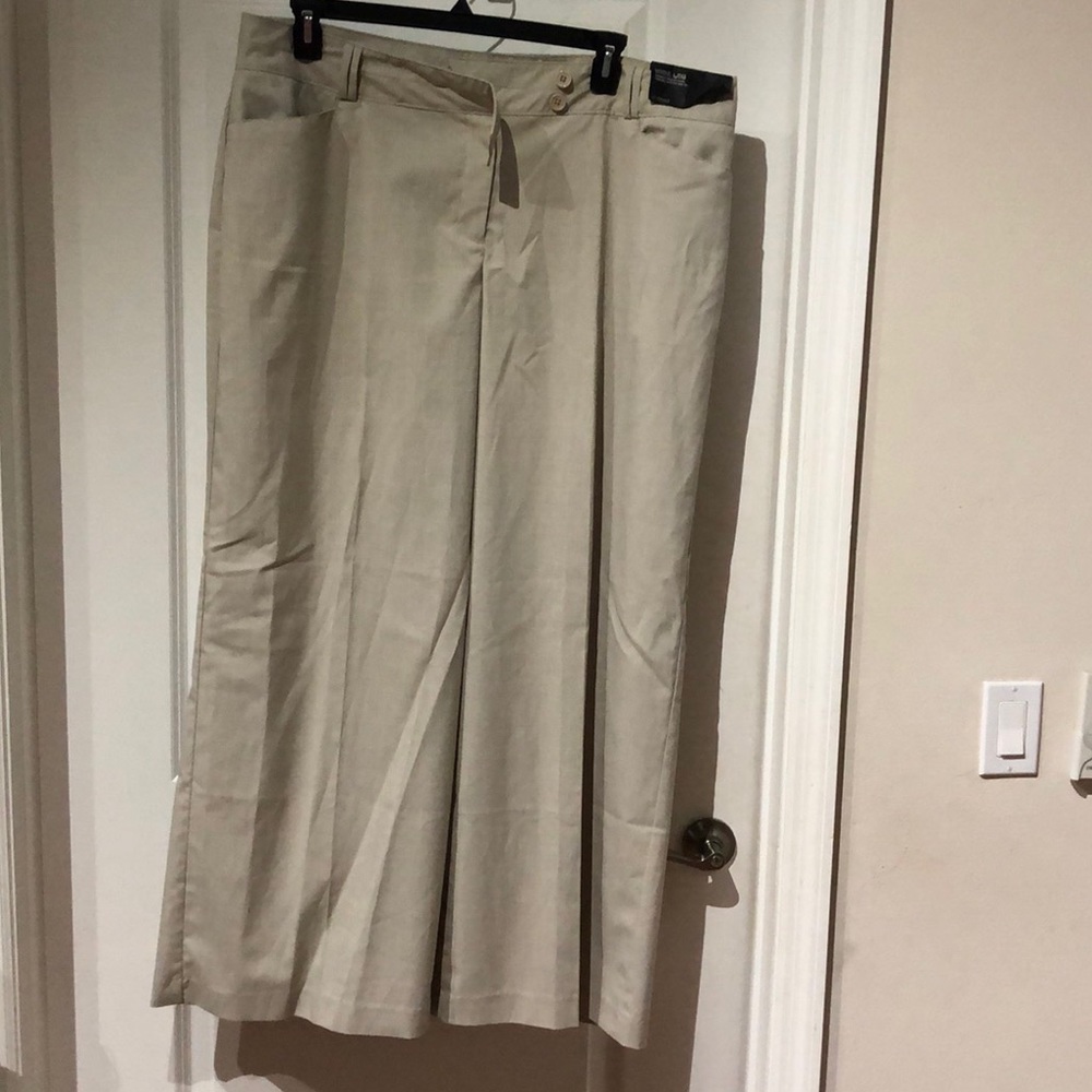 Wide leg khaki dress pants